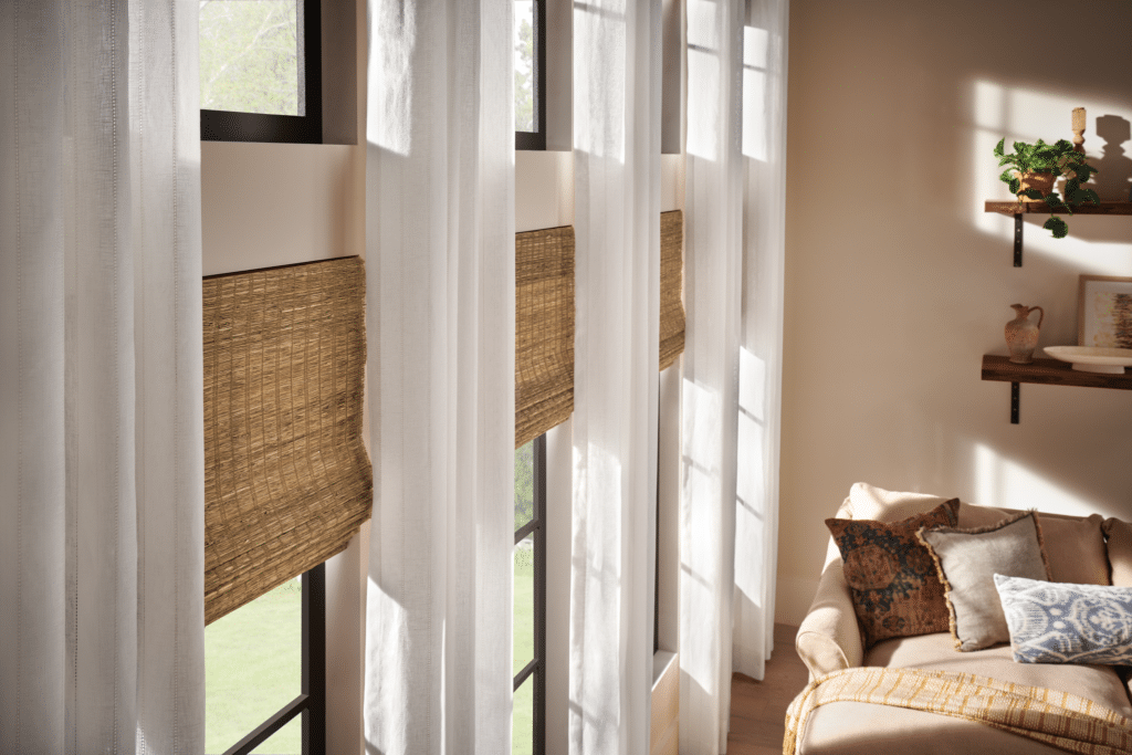 sheer drapery and natural shades